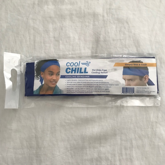 NEW Cool Chill Cooling Bandana Blue Head Wrap Summer Heat Beach Working Outdoors - Picture 1 of 5